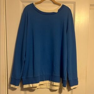 Peace Love World Sky Blue and Off White Sweatshirt